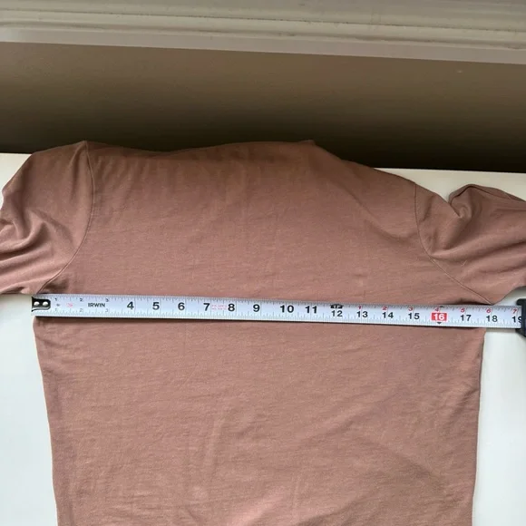 Oak + Fort Basic Mock Neck Long Sleeve Shirt/Top in Tan/Brown Size Medium - Picture 5 of 6